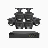 ADLK500 - 3K 8 Kanal außen Kabelgebunden Überwachungskamera-Set mit 6 Kameras, Zwei Lichtern Nachtsicht, f/1.2 Superblende, 4-in-1 Ausgangssignal, Eingebautes Mikrofon, IP67 wetterfest